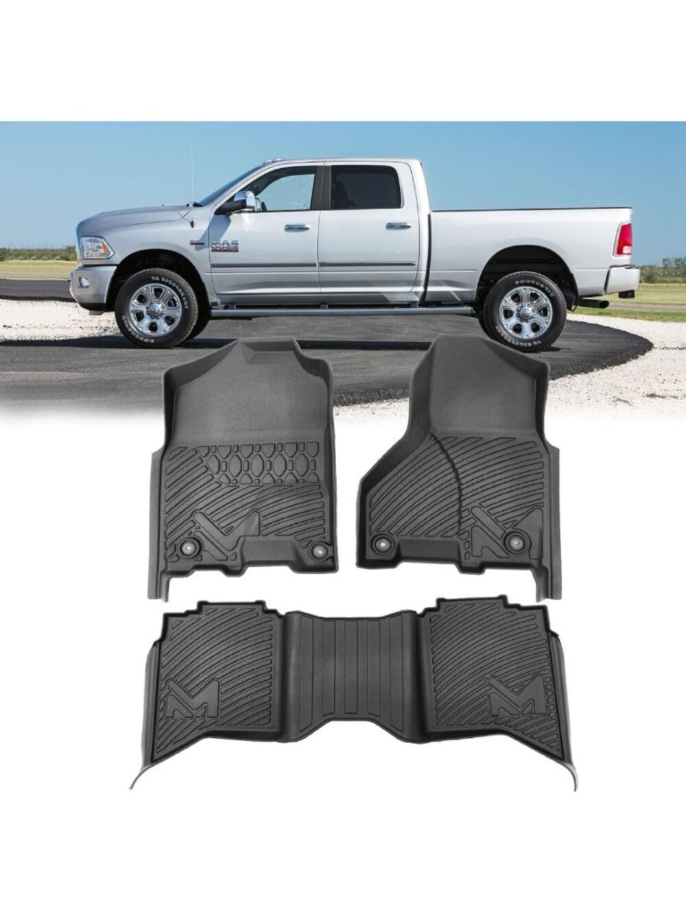 All-Weather Floor Mats for 2013-2018 Dodge Ram Crew Cab, Waterproof TPE